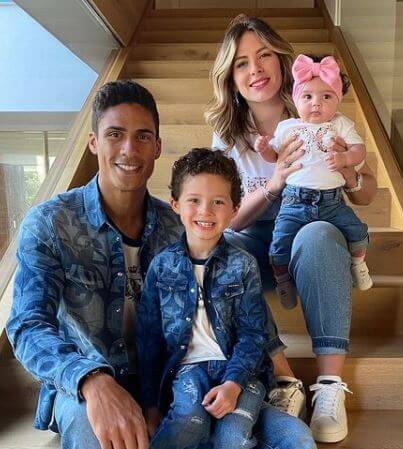 Camille Tytgat with her husband Raphael Varane and children.